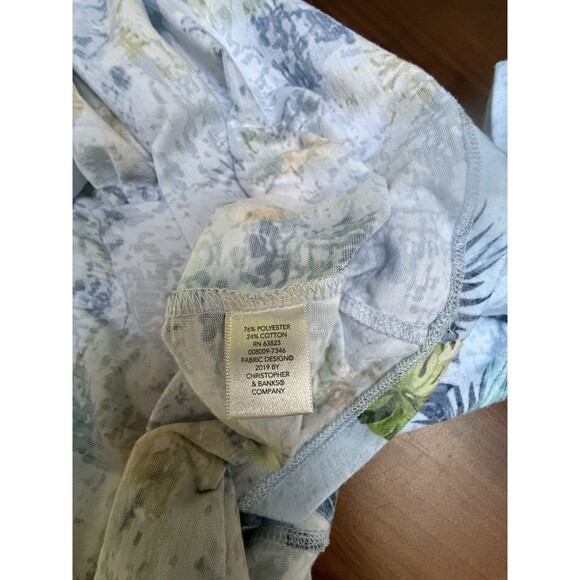 Cj Banks Floral Blouse Short Sleeves Blue Yellow Multicolor Size 1X - Picture 5 of 6